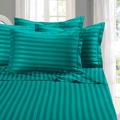 Elegant Comfort Softest and Coziest 4-Piece Sheet Set - 1500 Premium Hotel Quality Microfiber - Luxurious Wrinkle Resistant 4-Piece Damask Stripe Bed Sheet Set, Twin XL, Turquoise