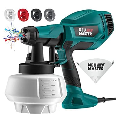 NEU MASTER Upgraded Paint Sprayer - Fence Paint Sprayers [500W/1200ml/4 Nozzles/3 Patterns] HVLP Electric Spray Gun for Home Interior and Exterior, Cabinets, House, Fence, Ceiling