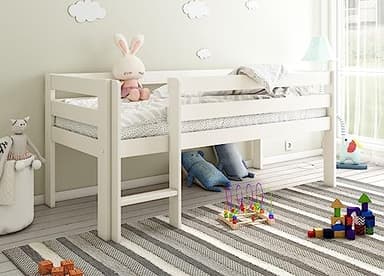 Flair Furnishings Noomi Solid Wood Shorty (175x75cm) Mid Sleeper - White