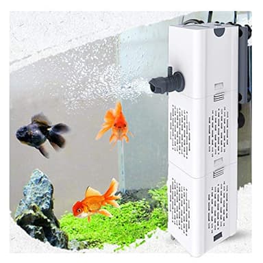 OsAtNb Quiet Fish Tank Filter 4-in-1 Internal Aquarium Filter for 20L-200L Submersible Water Pump Oxygen Aeration Wave Maker Water Change for Betta, Turtle, Pond Fish, Garden(S)