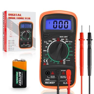 Digital Multimeter Voltmeter Battery Voltage Multi Tester Continuity Tester Ohm Volt Ampere Meter AC/DC Voltage Current Resistance Diode Transistor, Large LCD Display and Backlight