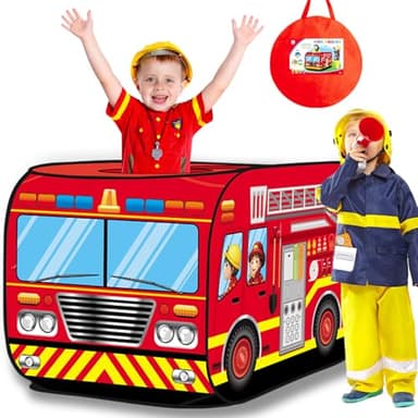 JONEG Toys for Boys Girls 3 4 5 6 7 8 Year Old: Pop Up Tents for Kids Play Tent Truck Playhouse, Toys for Age 3+ Year Old Toddlers Birthday Presents, Indoor Outdoor Christmas Portable Gamehouse (Red)