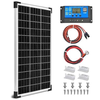 100W Solar Panel 12V Battery Chager + 20A PWM Charge Controller + Extension Cables+ Z Mounting Brackets…