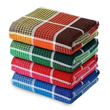 RMTech Premium Cotton Tea Towels Set– Super Absorbent, Durable & Soft, Kitchen Tea Towels for Drying, Cleaning, and Baking – Pack of 4, (68cm by 42cm) Eco-Friendly Dish Clothes.