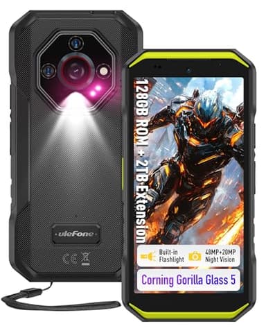 Ulefone Armor X32 Rugged Phone, 12GB+128GB/2TB TF, 48MP+20MP Night Vision, 5.65" Corning Gorilla Glass, MTK G91 Android 15 4G 3-Card Slot IP68 Outdoor Mobile Phones Smartphone SIM Free Unlocked Green