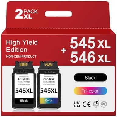 PG-545 CL-546 Ink Cartridge Remanufactured for Canon 545 546 Ink Cartridge, Printer Ink 545 546 for Pixma TS3150 TS3350 TS3355 TS3100 TR4550 TR4551 iP2850 MX495 MG2950 MG3050 Printer (2 Pack)