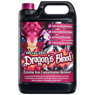 Pro-Kleen Dragon's Blood Extreme Fallout Remover 5L – Ultimate Iron Contamination Cleaner for All Wheel Types! Super Concentrated, pH Neutral Formula – Perfect for Alloy Rims, Paintwork, and Glass