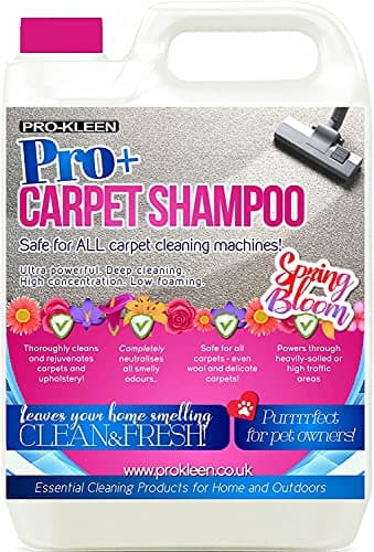 Pro-Kleen Pro+ Carpet Shampoo and Upholstery Cleaning Solution – 4 in 1 Concentrate – Pet Carpet Cleaner with Odour Removal Suitable for all Machines 5L (Spring Bloom)