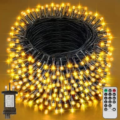 Realky Fairy Lights Plug in, 29.2M/95.8FT 220 LED Waterproof Outdoor String Lights Mains Powered with 8 Modes/Remote Control, Christmas Lights for Outside Indoor Garden Bedroom Decorations(Warm White)