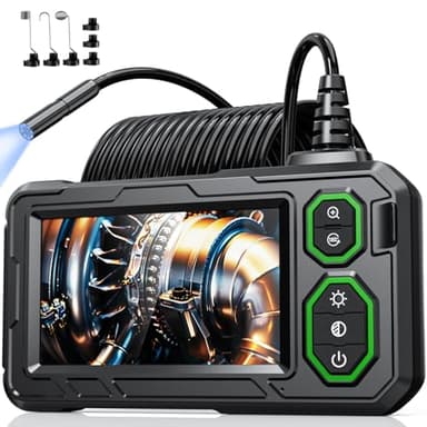 Endoscope Inspection Camera, Hopefox 4.3'' IPS Screen 1080P HD Borescope Inspection Camera with 8 LED Lights, IP67 Waterproof EndoscopeCamera with Light, 16.5ft Flexible DrainCamera