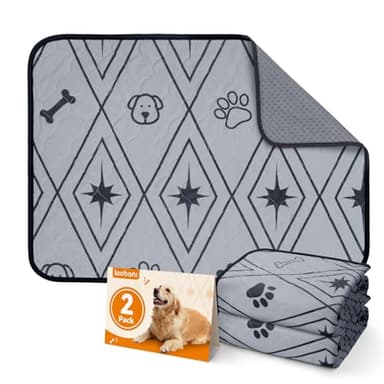 LOOBANI Washable Puppy Pads, 2 Pack Super Absorbent Leak-Proof Reusable Puppy Pads, Non-Slip Dog Training Mats, Waterproof Quick Dry Pee Pads for Home, Crate & Car Travel (Grey, 46x61cm(2 pack))