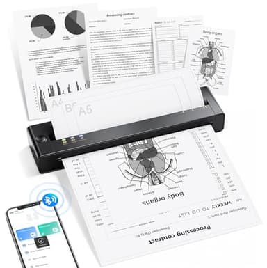 TATTMUSE Portable Thermal Printer A4, A28U Wireless no Ink Printer Weighs only 585g, Clear Printing & Long Battery, Compatible with iOS & Android, Printers for Home use Office
