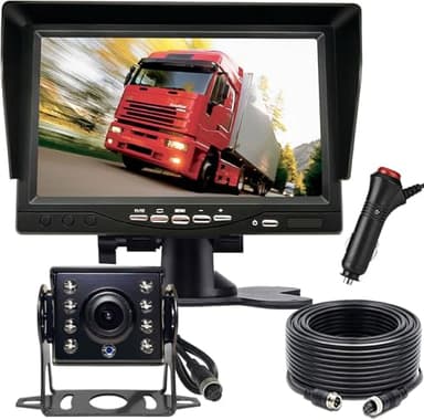 4Pin 7" Rear View Monitor Waterproof Night Vision Reversing Camera HD Parking System for 12V-24V Truck Caravan Harvester Motorhome Reverse