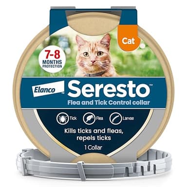 Seresto Flea and Tick Control Collar For Cats (1 Collar), Long-Lasting & Simple Treatment For Cats, 7-8 Months Of Protection, Keeps Pets Protected From Fleas & Ticks