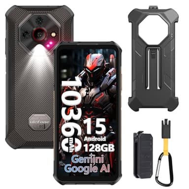 Ulefone Armor X16 Rugged Smartphone, 10360mAh 33W Android 15, 12GB+128GB/2TB MTK Helio G91 AI Mobile Phone Unlocked, 48MP+20MP Night Vision, 6.56" 3-Card Slot NFC IP69K Waterproof Phones 2026