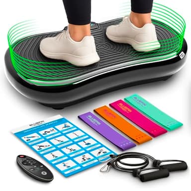 Bluefin® Vibration Plate Exercise Machine for Weight Loss, Toning & Lymphatic Drainage, Full Body Vibrating Platform with 180 Intensity Levels + 5 Programs for Home Fitness