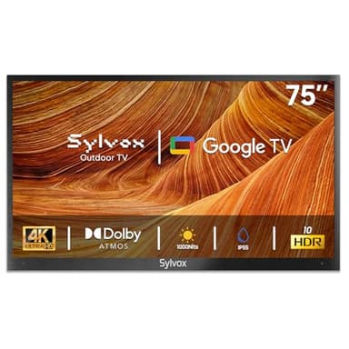 SYLVOX Outdoor TV, 75 Inch Smart TV 4K UHD 1000 Nit Brightness, Waterproof Outdoor Television for Partial Sun, Ideal for Patio Backyard, Works with Google Assistant, Screen Cast (2024, Deck Pro 2.0)