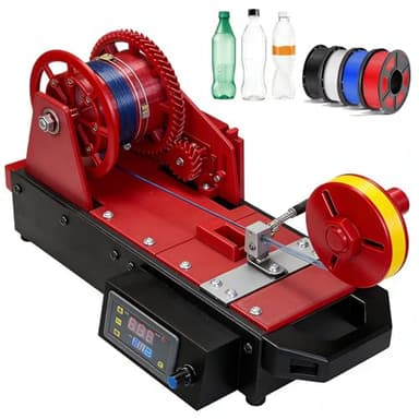 HNBYLMM 3D Filament Recycler Machine, Desktop 3D Printer Filament Extruder Maker, with Temperature and Speed Adjustment, Pultrusion of 3D Filaments From Plastic Bottles, for DIY Enthusiasts Red