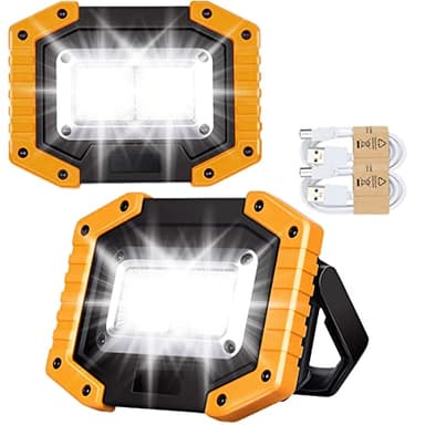 Edasion 30W LED Work Light Rechargeable COB Floodlight Super Bright 2000LM Portable Light Outdoor USB Battery Security Light Waterproof for Camping Fishing Hiking Car Garage, 2 Packs