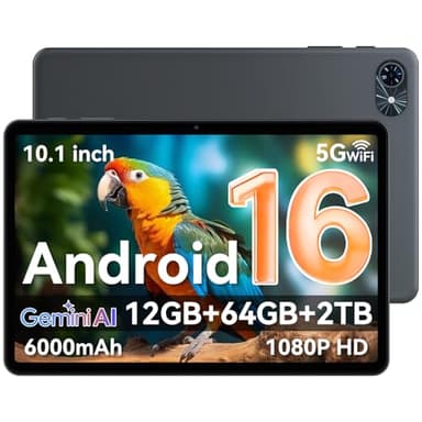 Tablet 2026 Latest Android 16 Tablets with 10.5 Inch HD+IPS Display, 12(4+8) GB RAM+64GB ROM/ 2TB TF, Gemini AI 2.0, GPS, 5G WiFi, 2.0GHz CPU & 5MP Camera, 6000mAh, Widevine L1, GMS Certified