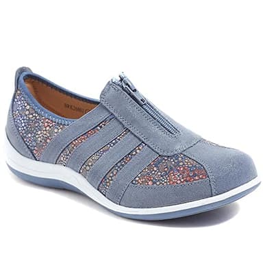 Pavers Women’s Zip-Up Trainers in Blue Multi - Footwear with Breathable Mesh Upper - Ladies Versatile Shoes for Everyday Wear - Size 5 UK/EU 38