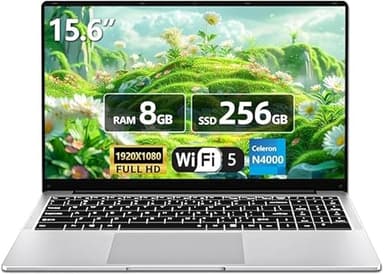 Tunhail Laptop 15.6 Inch, Laptops Computer Full HD 1920x1080 PC Laptop Netbook Celeron N4000 Processor 8GB DDR4 256 GB SSD, WIFi 5 TF Card Slot Mini HDMI For Business Students Netbook Lightweight