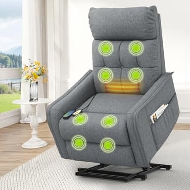 Srfzluxy Recliner Chair Lift Chair For the Elderly, Electric Rise and Recliner Armchair with Massage & Heat, Extended Footrest, Lazy Boy Reclining Chair with 2 Remote Controls Living Room Lounge Chair