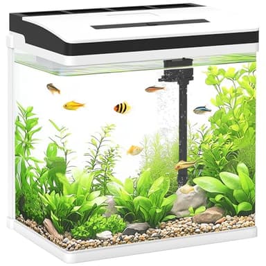 PawHut Aquarium 28L Glass Fish Tank w/Filter, LED Lighting, Water Pump