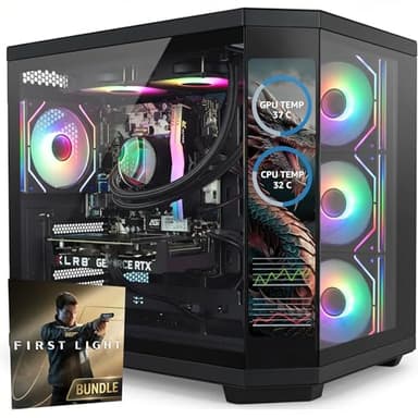 ionz Gaming Desktop PC, Ryzen 7 9800X3D, Nvidia RTX 5080, 32GB DDR5 RAM, 2TB NVMe SSD, Windows 11, 1000W 80+ PSU (Apex Vision, Black) 007 First Light GeForce RTX 50 Series Bundle