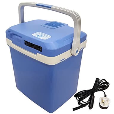 Crystals 24L Electric Cool Box Cooler for Drinks Food Ice, Hot & Cold Coolbox for Travel Camping Picnic Caravan Festivals, 12V DC & 240V AC Adapter