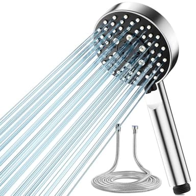 Shower Head and Hose 2M, Magichome Shower Head High Pressure with 5 Spray Modes, Turbocharged Design Power Showerhead for Low Water Pressure