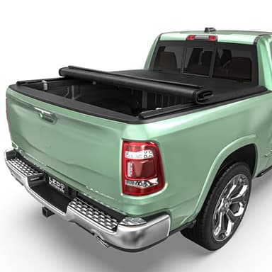 LEDKINGDOMUS Soft Roll Up Truck Bed Tonneau Cover Fits for Dodge Ram 1500 Classic Only 2009-2024, 5'7" (67") Bed Without Rambox