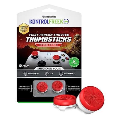 KontrolFreek FPS Freek Inferno for Xbox One and Xbox Series X Controller, Performance Thumbsticks, 1 High-Rise, 1 Mid-Rise, Red/white