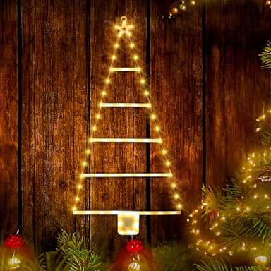 Jsdoin Outdoor Christmas Decorations Lights, 2.4ft LED Ladder Battery Window Christmas Lights, 8 Modes Waterproof Tree Lights for Window Wall Home Garden Outdoor Indoor Decor