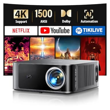 TOPTRO X9 4K Smart Home Projector, 1500 ANSI High Brightness, Compatible with Netflix, 2 * 18W Surroun Dolby Audio, ARC, FHD 1080P HDR10, Auto Focus, Keystone, WiFi 6 Bluetooth Home Cinema Projector