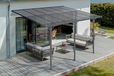 Cazeboo Patio Cover/Lean-to carport KLEO 400L300 grey aluminium
