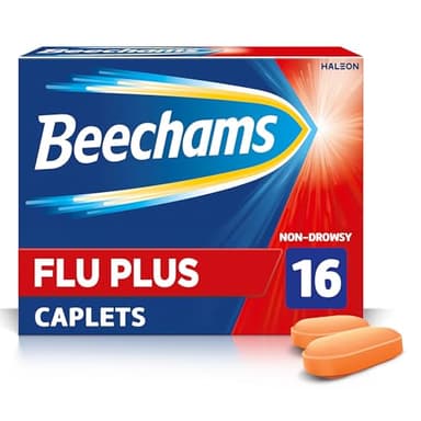 Beechams Flu Plus Caplets, Cold & Flu Relief Medicine for adults, with Paracetamol, 16s