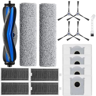 LOOHAOC 16-Piece Accessory Set Compatible with ECOVACS DEEBOT X8 Omni/X8 Pro Omni, 1 Rubber Main Brush, 4 Filters, 2 Mopping Rollers, 4 Side Brushes, 4 Dust Bags, 1 Cleaning Brush