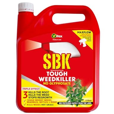 Vitax Sbk Brushwood Killer Tough Weedkiller, Kills Down To The Roots, Suitable For Brambles, Nettles, Dock, Woody Weeds, Hardwood & Tree Stumps, Wont Kill Grass, Ready To Use - 4L