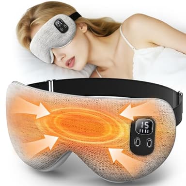Heated Eye Mask, BOYUNSHI Cordless Eye Mask for Dry Eyes, Warm Eye Compress Eye Relief Improved Sleep with 4 Heat & 4 Timer, Washable Eye Heating Pad for Travel, 1200mAh Rechargeable Battery