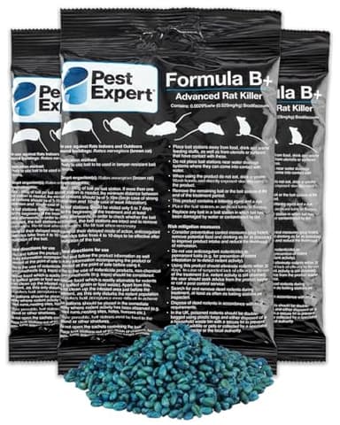 Pest Expert Formula ‘B+’ Advanced Rat Killer Poison 3kg (30 x 100g) - Strongest Maximum Strength - Single Feed Brodifacoum