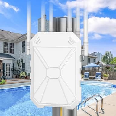 AC1200 Outdoor WiFi Extender, 5GHz and 2.4GHz Outdoor WiFi Wireless Access Point with 6 Antennas, Passive PoE, Dual Band, IP67 Weatherproof, for Outdoor Camera, Gardens, Yard, Farm