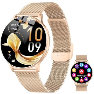 Smart Watches for Women, 1.32" AMOLED Screen, 120+ Sport Mode Fitness Tracker with Heart Rate/SpO2/Sleep Monitor, Bluetooth Call, Cycle Tracker, 7-Day Battery, IP68 Waterproof for iPhone Android, Rose