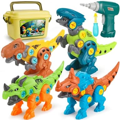 Dreamon Take Apart Dinosaur Toys for Kids with Storage Box Electric Drill DIY Construction Build Set Educational STEM for Boys Girls 3 Years and Up
