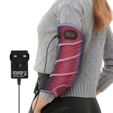 Heating Pad Wrap for Arm, Flexible Heated Pad for Ankle Leg Elbow Wrist and Forearm, Fast Heating Body Wrapping Belt with 4 Heating Levels and 3 Timing Settings, with Adapter-(45"x3.5", Blue)