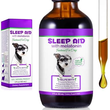 Melatonin for Dogs, Dog Sleep Aid, Dog Melatonin Support Relaxation & Deep Sleep, Relieves Separation Anxiety & Travel & Stress Anxiety, Calming for Dogs in Noise, Fireworks, Melatonin for Dog & Cat