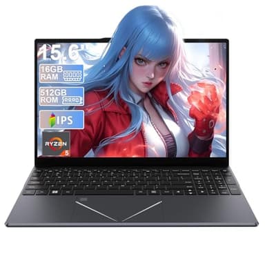 DREAMFYRE 15.6 Inch Laptop 16GB DDR4 512GB SSD, Ryzen 5 3500U Processor Gaming Laptop with Touch ID Support 2.4/5G WiFi Bluetooth USB 3.0 x 2, Audio Jack x 1, HDMI x 1, Slot