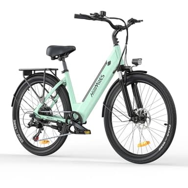 HillMiles MileCity1 26" Electric Bike for Adults, 7 Speed ​​Electric Bicycle with 36V 13Ah Removable Battery, 25km/h & 80-100km Range E Bike for Urban Commuters with Rear Rack (MileCity1, Green)