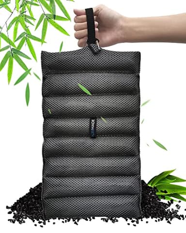 PURIMADE Bamboo Charcoal Air Purifying Bags,Reusable Activated Charcoal Pouches,300g Deodorizer and Odor Removal Eliminator,Shoe Freshener Absorbers for Car,Pet Space,Bathroom,Closet,etc