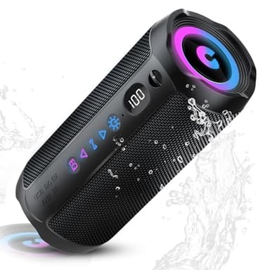 Portable Bluetooth Speaker, Bluetooth 5.4 Speaker,30W Dual Speaker with LED Display, Deep Bass, 30H Playtime, Colorful RGB Lights, IPX7 Waterproof,TWS pairing for Outdoor/Home/Party/Travel,Gift Ideas